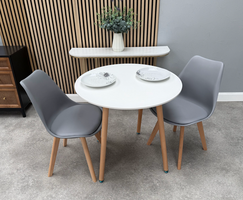 Scandi Round Dining Table  with 2 Jensen Dining Chairs
