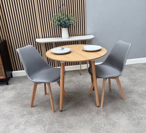 Scandi Round Dining Table  with 2 Jensen Dining Chairs