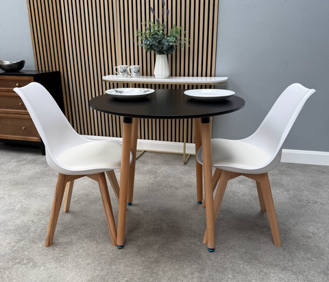 Scandi Round Dining Table  with 2 Jensen Dining Chairs