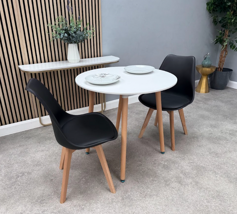 Scandi Round Dining Table  with 2 Jensen Dining Chairs