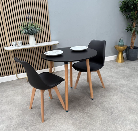 Scandi Round Dining Table  with 2 Jensen Dining Chairs