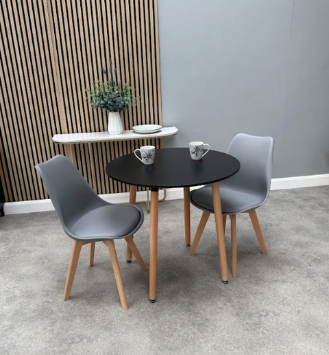 Scandi Round Dining Table  with 2 Jensen Dining Chairs