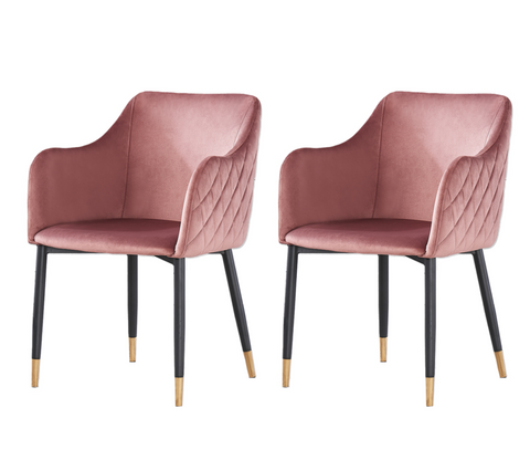 Taylor LUX Velvet Modern Dining Chair Set of 2