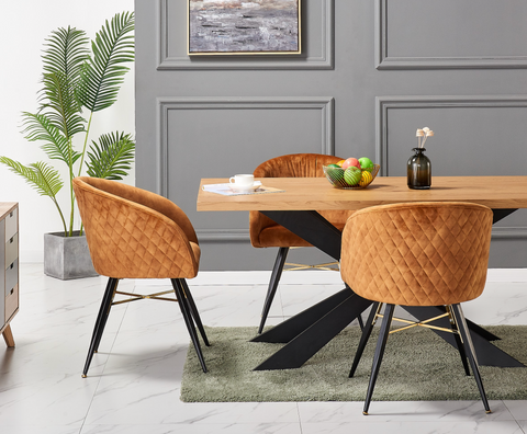 Viterbo LUX Velvet Dining Chair with Metal Legs - Single