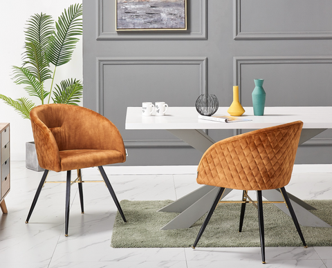 Viterbo LUX Velvet Dining Chair with Metal Legs - Single