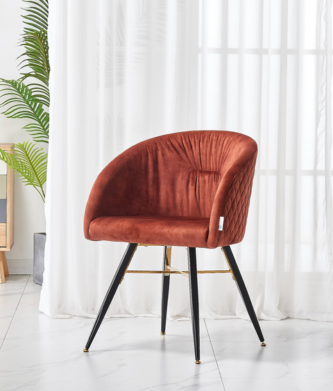 Viterbo LUX Velvet Dining Chair with Metal Legs - Single