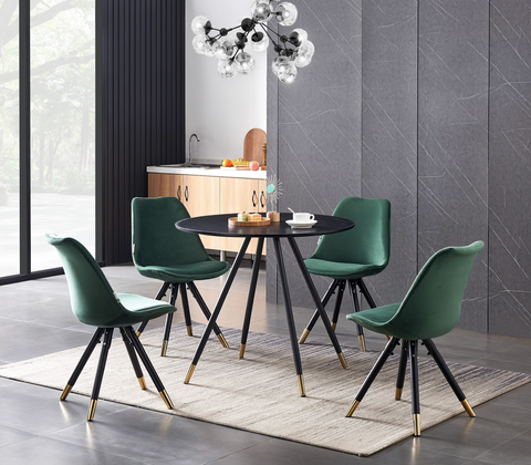 Sofiya Velvet Dining Chair with Gold Tips - Single