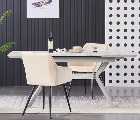 Cambrils Austin Velvet Dining Chair with Metal Legs - Single