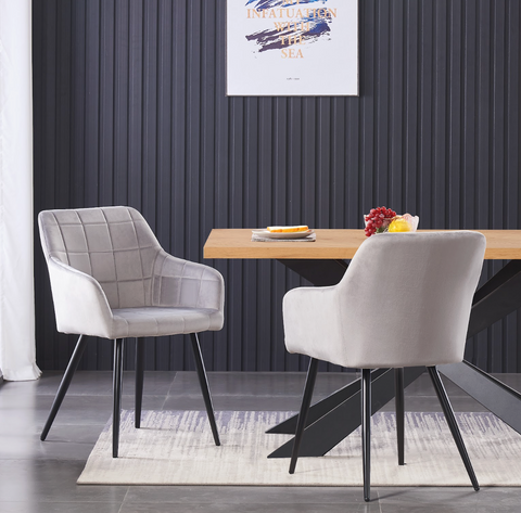 Cambrils Austin Velvet Dining Chair with Metal Legs - Single