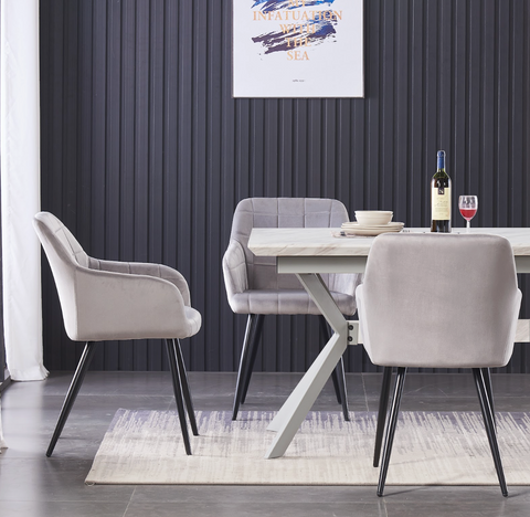 Cambrils Austin Velvet Dining Chair with Metal Legs - Single