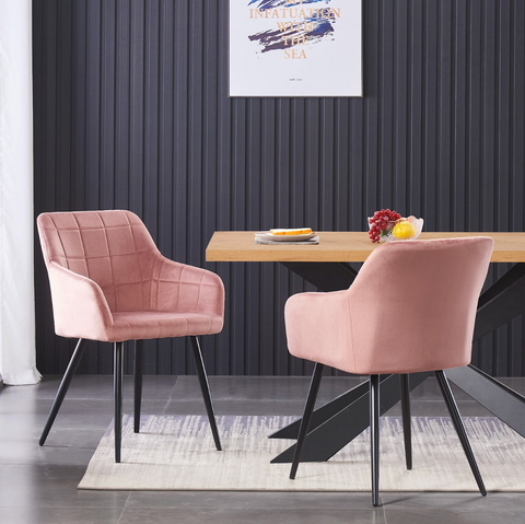 Cambrils Austin Velvet Dining Chair with Metal Legs - Single
