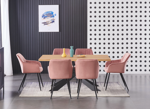 Cambrils Austin Velvet Dining Chair with Metal Legs - Single