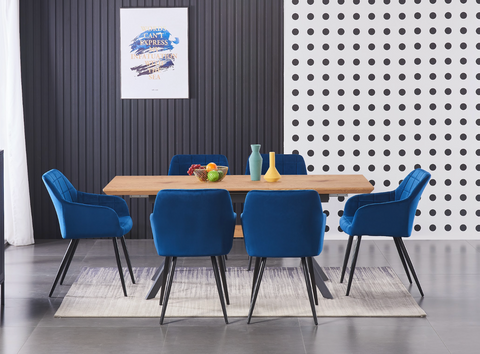 Cambrils Austin Velvet Dining Chair with Metal Legs - Single