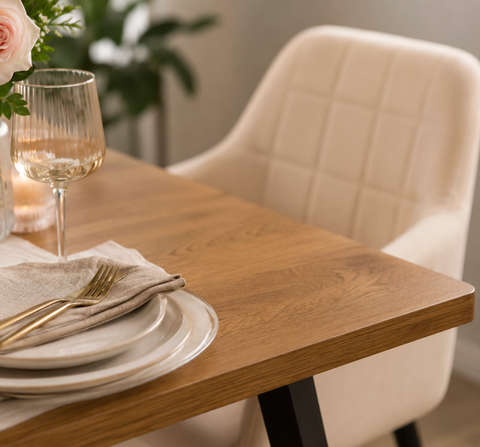 Cambrils Austin Velvet Dining Chair with Metal Legs - Single
