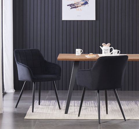 Cambrils Austin Velvet Dining Chair with Metal Legs - Single