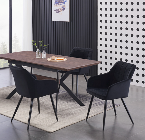 Cambrils Austin Velvet Dining Chair with Metal Legs - Single