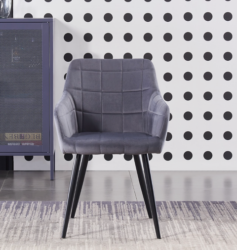 Cambrils Austin Velvet Dining Chair with Metal Legs - Single