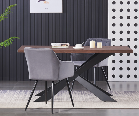 Cambrils Austin Velvet Dining Chair with Metal Legs - Single