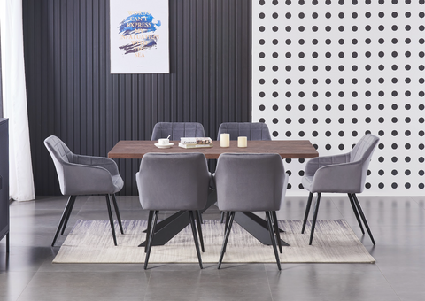 Cambrils Austin Velvet Dining Chair with Metal Legs - Single
