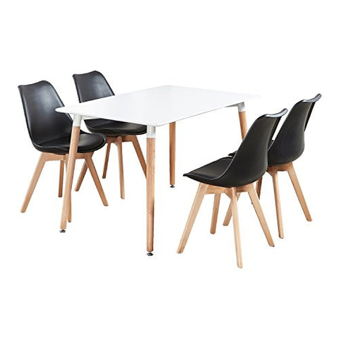 Jensen Dining Kitchen Set - a Wooden Table & Lorenzo Dinette Chairs Set of 4
