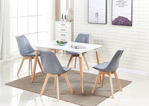 Jensen Dining Kitchen Set - a Wooden Table & Lorenzo Dinette Chairs Set of 4