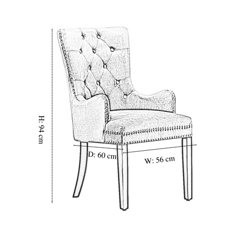 Winchester Cheshire  Lux Velvet Dining Chair With Armrests Single