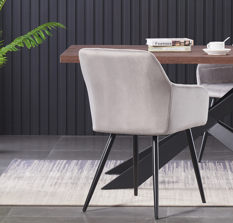 Cambrils Austin Velvet Dining Chair with Metal Legs - Single