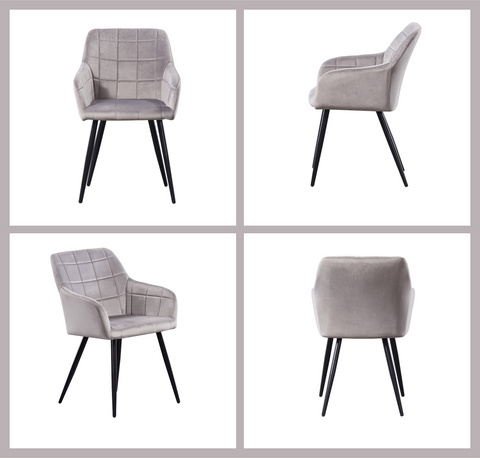 Cambrils Austin Velvet Dining Chair with Metal Legs - Single