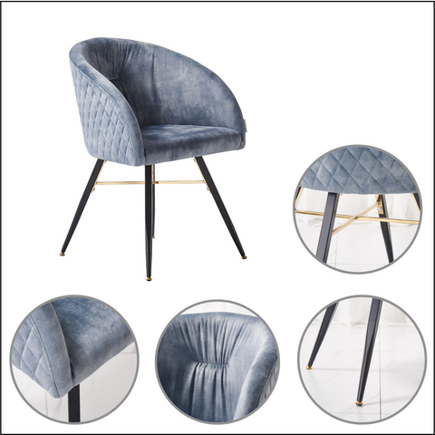 Viterbo LUX Velvet Dining Chair with Metal Legs - Single
