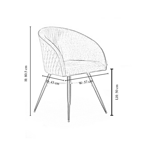Viterbo LUX Velvet Dining Chair with Metal Legs - Single