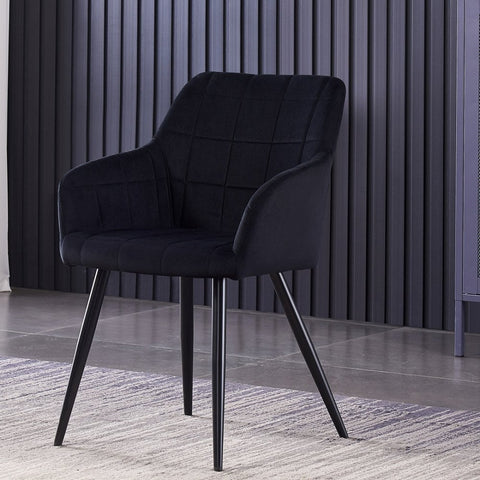 Cambrils Austin Velvet Dining Chair with Metal Legs - Single