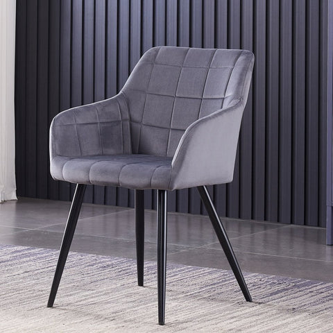 Cambrils Austin Velvet Dining Chair with Metal Legs - Single