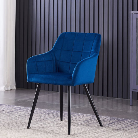 Cambrils Austin Velvet Dining Chair with Metal Legs - Single