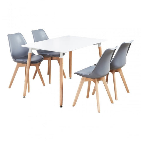 Jensen Dining Kitchen Set - a Wooden Table & Lorenzo Dinette Chairs Set of 4