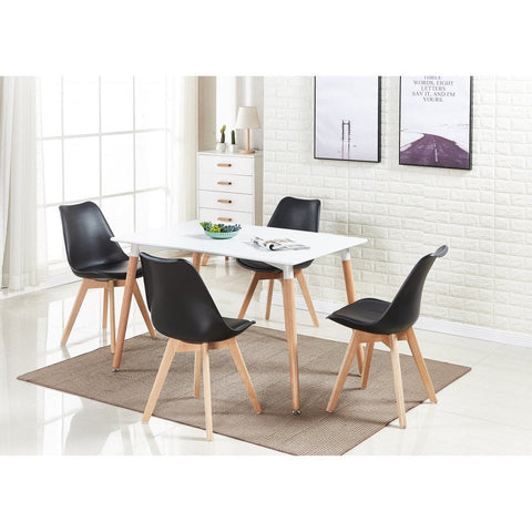 Jensen Dining Kitchen Set - a Wooden Table & Lorenzo Dinette Chairs Set of 4