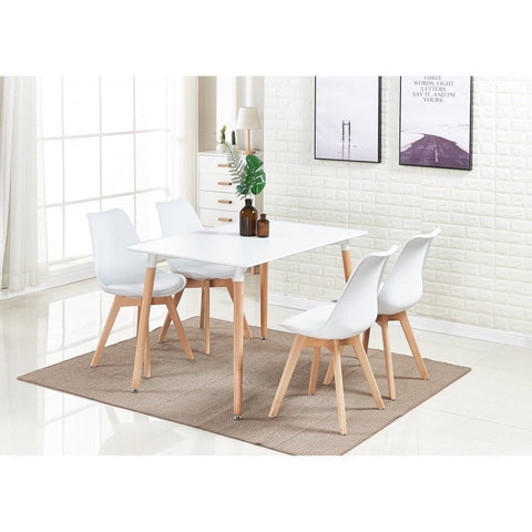 Jensen Dining Kitchen Set - a Wooden Table & Lorenzo Dinette Chairs Set of 4