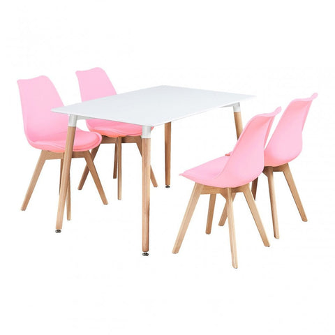 Jensen Dining Kitchen Set - a Wooden Table & Lorenzo Dinette Chairs Set of 4