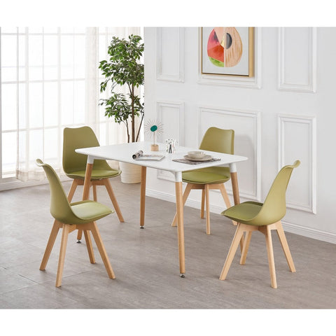 Jensen Dining Kitchen Set - a Wooden Table & Lorenzo Dinette Chairs Set of 4