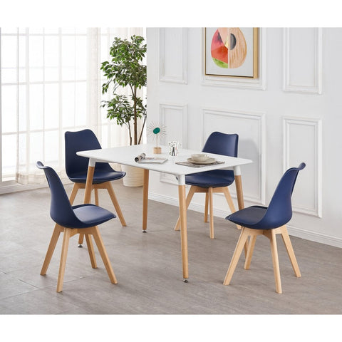 Jensen Dining Kitchen Set - a Wooden Table & Lorenzo Dinette Chairs Set of 4