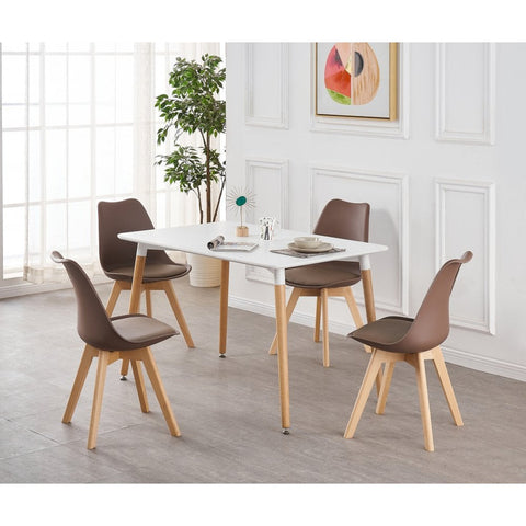 Jensen Dining Kitchen Set - a Wooden Table & Lorenzo Dinette Chairs Set of 4